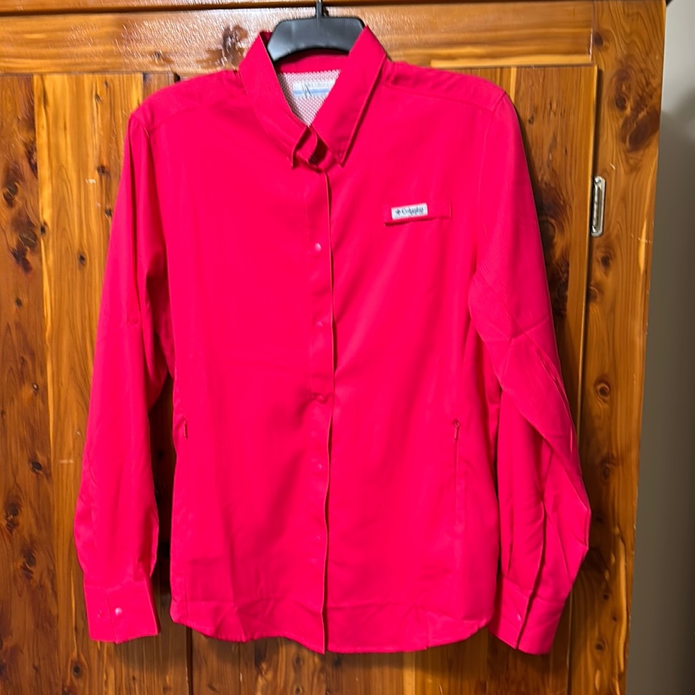 Columbia Pink Snap-front Shirt Medium